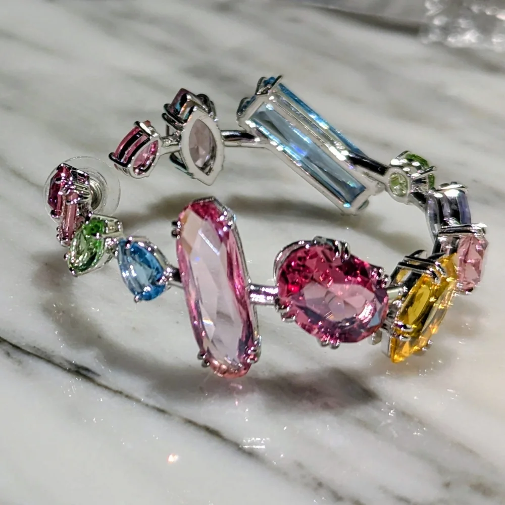 Swarovski Gema Colorful Mixed Cut Hoop Earrings